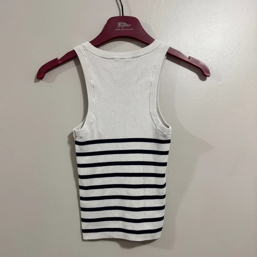 Zara Tank Top With Navy Stripes Woman’s Size Small - Picture 2 of 3